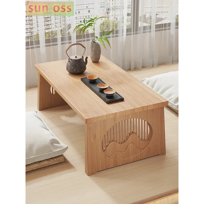 Simple tatami teasolid wood kang several bay window small tea internet red squarebalcony d