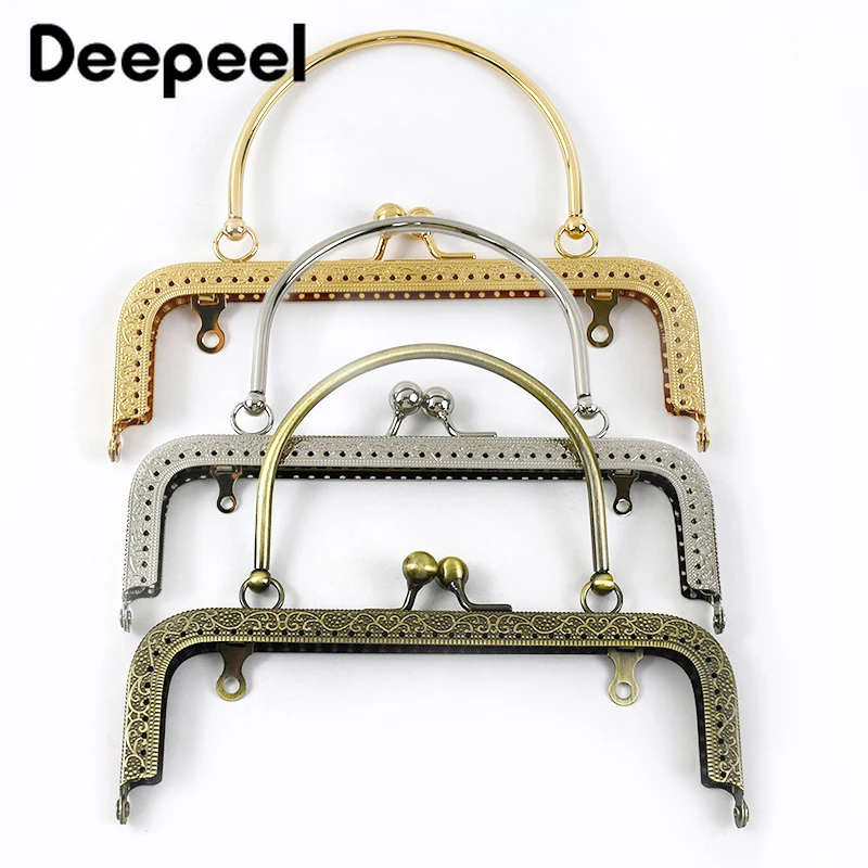 Deepeel-Bolso liso cuadrado de Metal de 18cm con asa para mujer, marco para bolso, cadena tejida, accesorios de costura hechos a mano, 1/2/5 Uds.