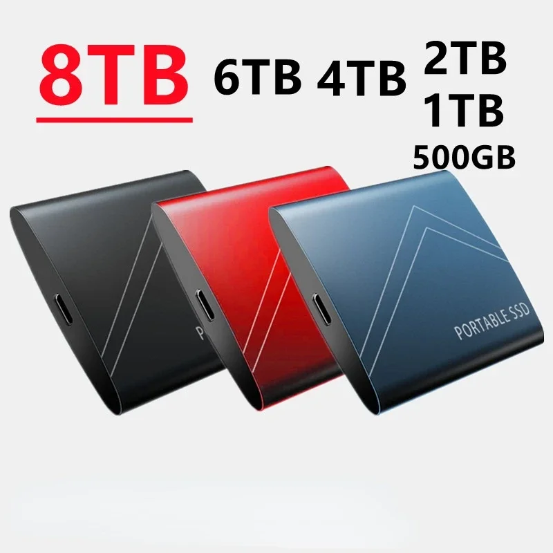 SSD Móvel Durável 8TB 6TB 4TB 2TB 1TB 500GB