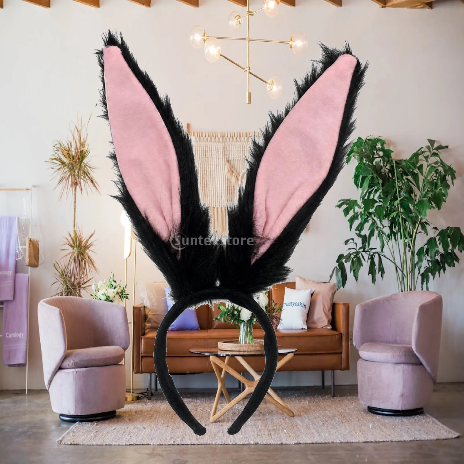Cute Rabbit Ear Headband for Kids Dress Up with Lightweight Fluffy Upright Ears and Comfortable Flexible Band