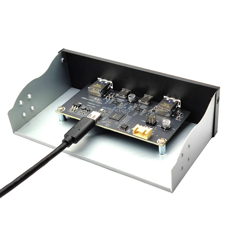 USB3.2 TYPE-C 10Gbps Optical Drive Panel 2X USB GEN2+2X TYPE-C 3.5-Inch 5.25-Inch HUB 19PIN to C-Port Front Back Plug-A69M