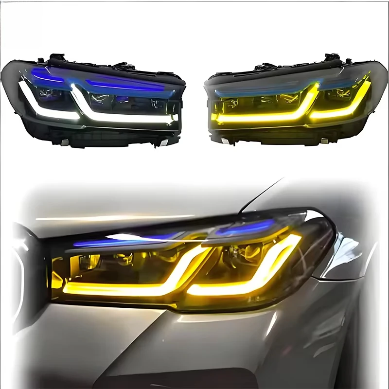 6000K LED Headlight for 5 Series G30/G38 M5/F90 2018-2023 Dual Color DRL Laser Look Plug & Play Retrofit