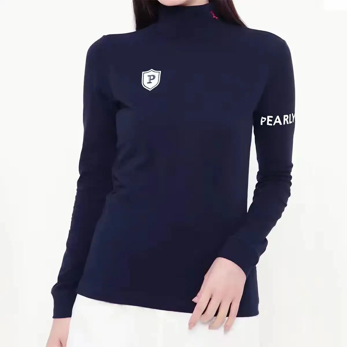 New PEARLYGATES Golf Women's High-Neck Long-Sleeve Base Shirt, Women's Top for Sports and Casual Quick-Dry Wear