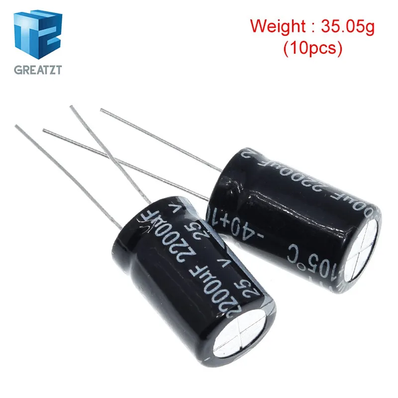 GREATZT 10/20/40pcs Aluminum electrolytic capacitor 2200 uF 25 V 10 * 17 mm frekuensi tinggi Radial Electrolytic kapasitor