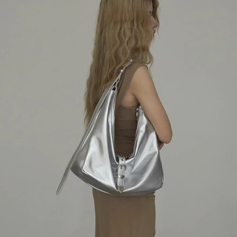 

Women's underarm bag pu leather design dumpling bag simple design solid color Tote bag Fashion shoulder crescent handbags bolso