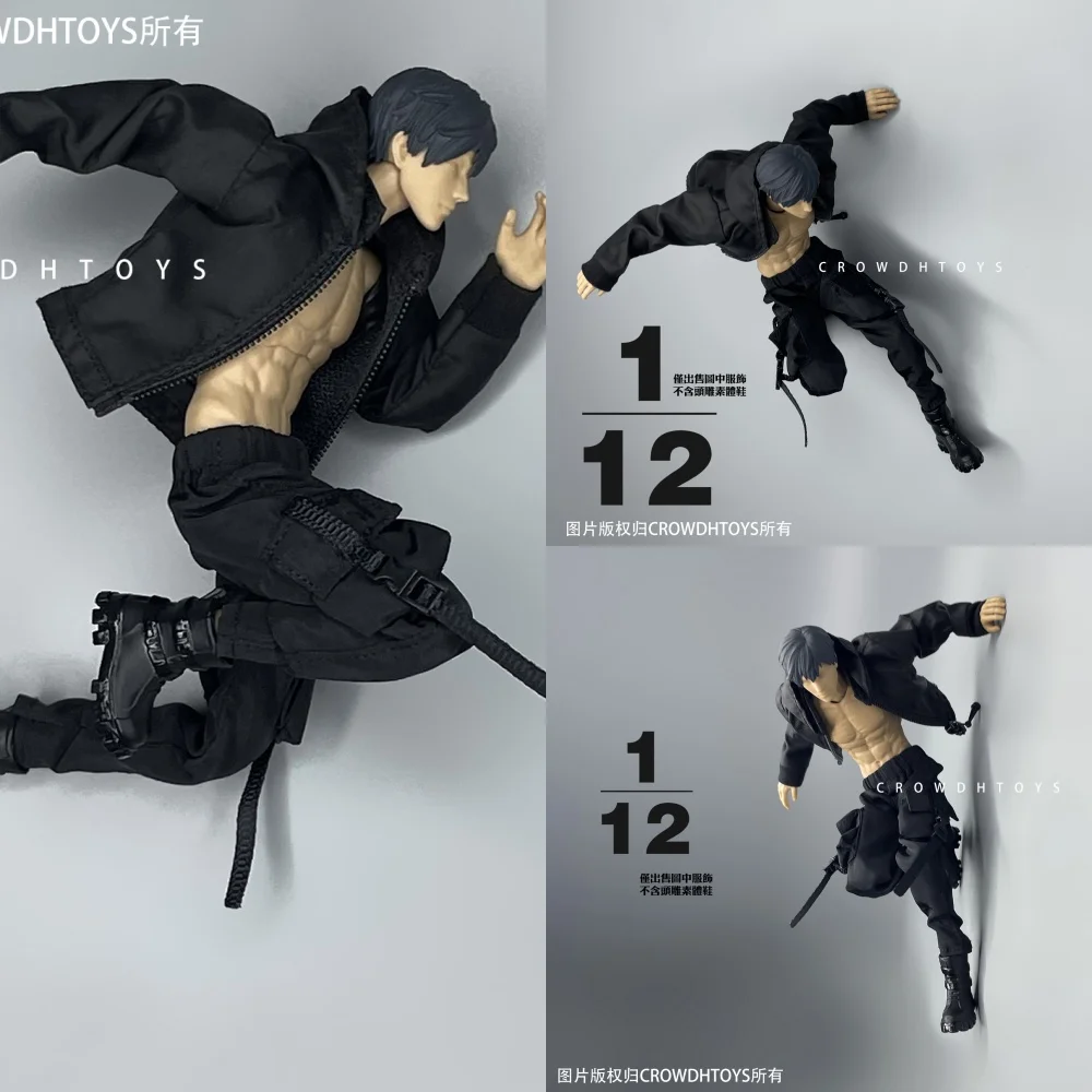 

CROWDHTOYS 1/12 Male Soldier DIY Accessory Black Fashionable Blouses Coat Jacket Pants Fit 6'' VB002 VB003 Action Figure Model