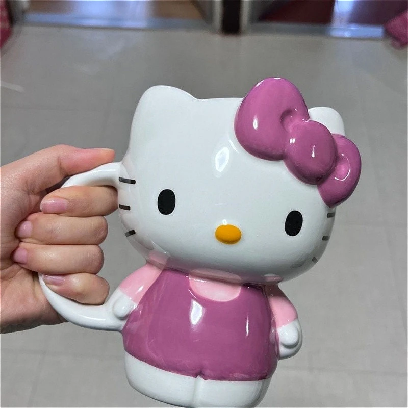 

Sanrio Hello Kitty Cup Cartoon Creative Mug Kawaii Girl Bow Ceramic Water Cup Couple Anime Peripheral Accessories Holiday Gift