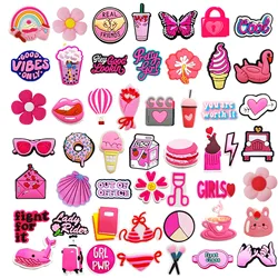 Random 8/20/38Pcs Pink Series Shoe Charms For Bubble Slides Sandals, Shoe Decorations Accessories For Christmas Birthday Gift