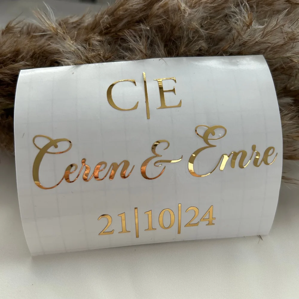 Nome personalizado e Data Vinyl Stickers, Decoração De Festa De Casamento, Caixa De Decalque De Altura Personalizada, Presentes De Proposta, Favores