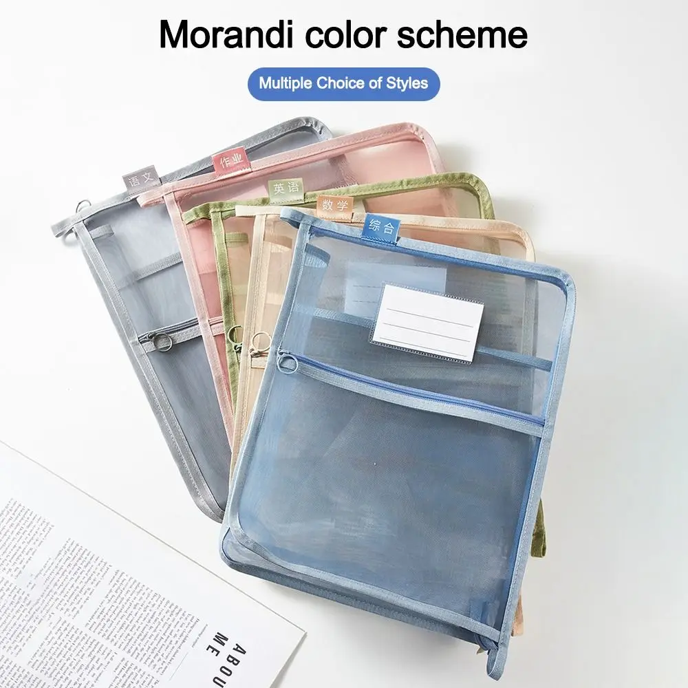 Nylon Mesh Mesh Zipper Pouch Bag Large Capacity Multifunctional Stationery Storage Bag Transparent Thickened