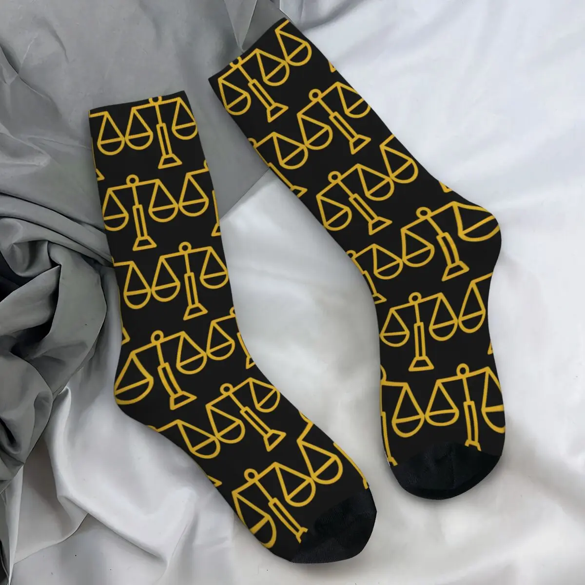 Gold Scales Of Justice Law Logo Stockings Adults Men Socks Quality Funny Socks Winter Running Sports Anti-Slip Printed Socks