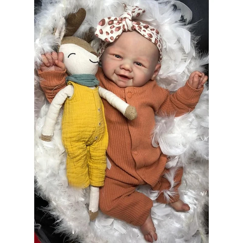 

48CM Soft Body Reborn Baby Doll vivienne Lifelike 3D Skin Painting Multiple Layers Hand-drawn Hair muñeca reborn bebe