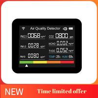 13 In 1 Tuya WIFI Air Quality Monitor CO2/TVOC/HCHO/PM2.5/PM1.0/PM10/Temperature/Humidity/Time/Date/Alarm/Timer-Black Durable