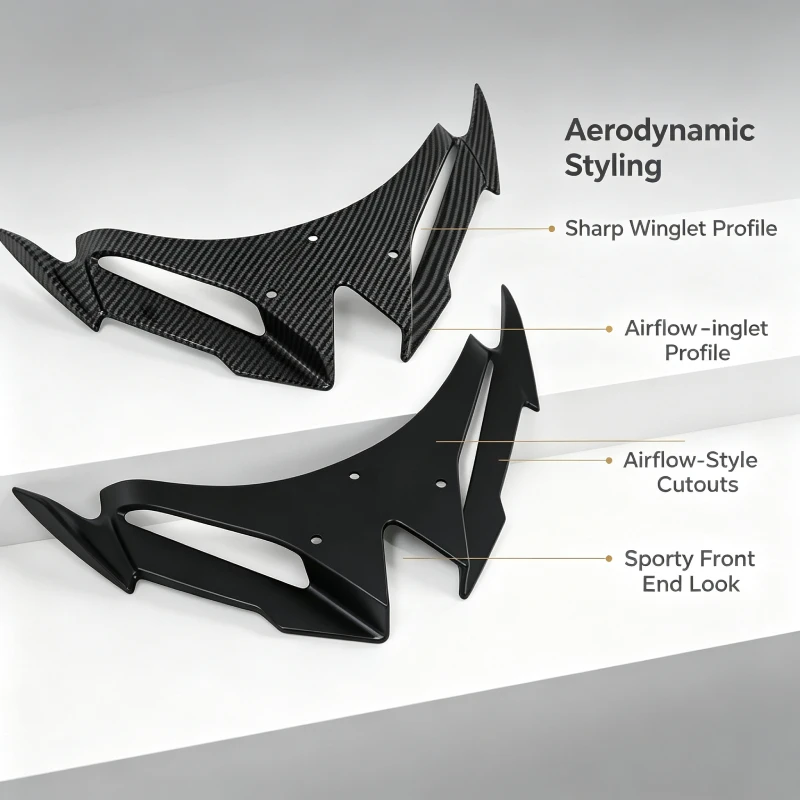 Aerodynamic Wing Shell Cover Protection Deflector FOR KAWASAKI NINJA500 NINJA 500 2024-2026 Motorcycle Front Fairing Winglets