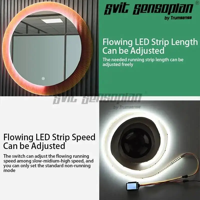 Trumsense Water Flow LED Strip LED Mirror Touch Switch WS08DL-S2-BW Control Running Speed with 5m WS2811 Flowing Water LED Strip
