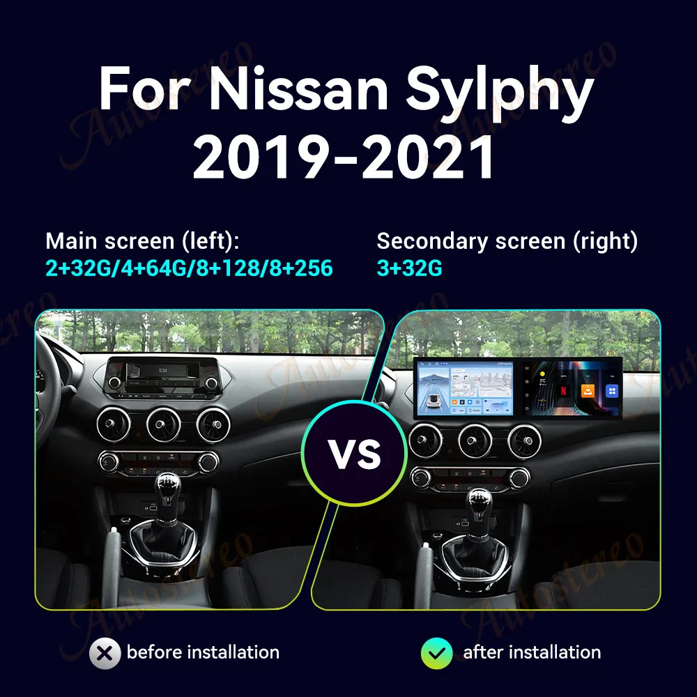 Dual 11.5 Inch Ultra-thin HD Screen  Car Radio For Nissan Sylphy 2019-2021 Android 14 Car GPS Navigation Radio Multimedia Player