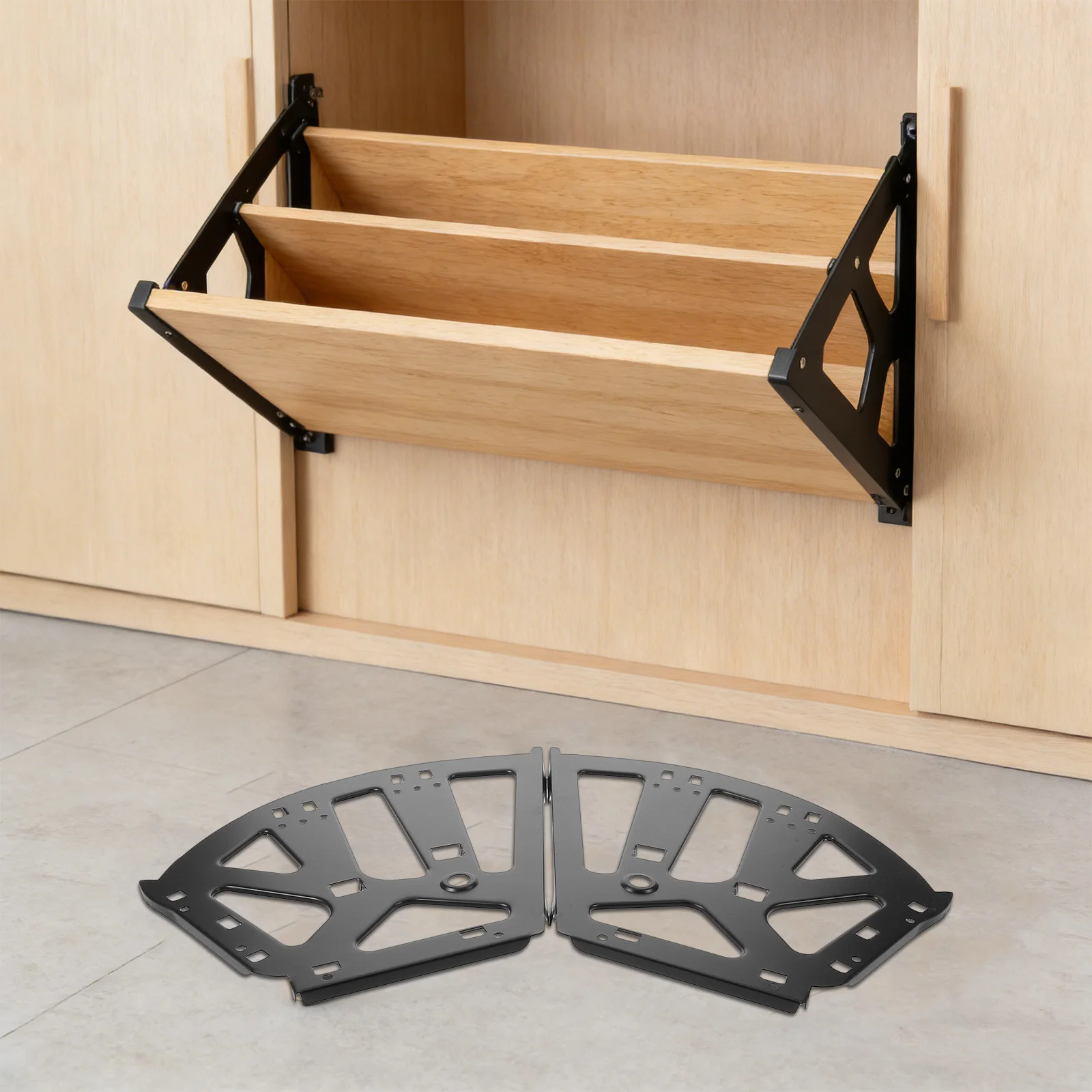 

Black Heavy Duty Cabinet Door Hinges Three Layer Flip Frame Shoe Drawer Hardware Flip Frame Replacement Shoes Rack Hinges