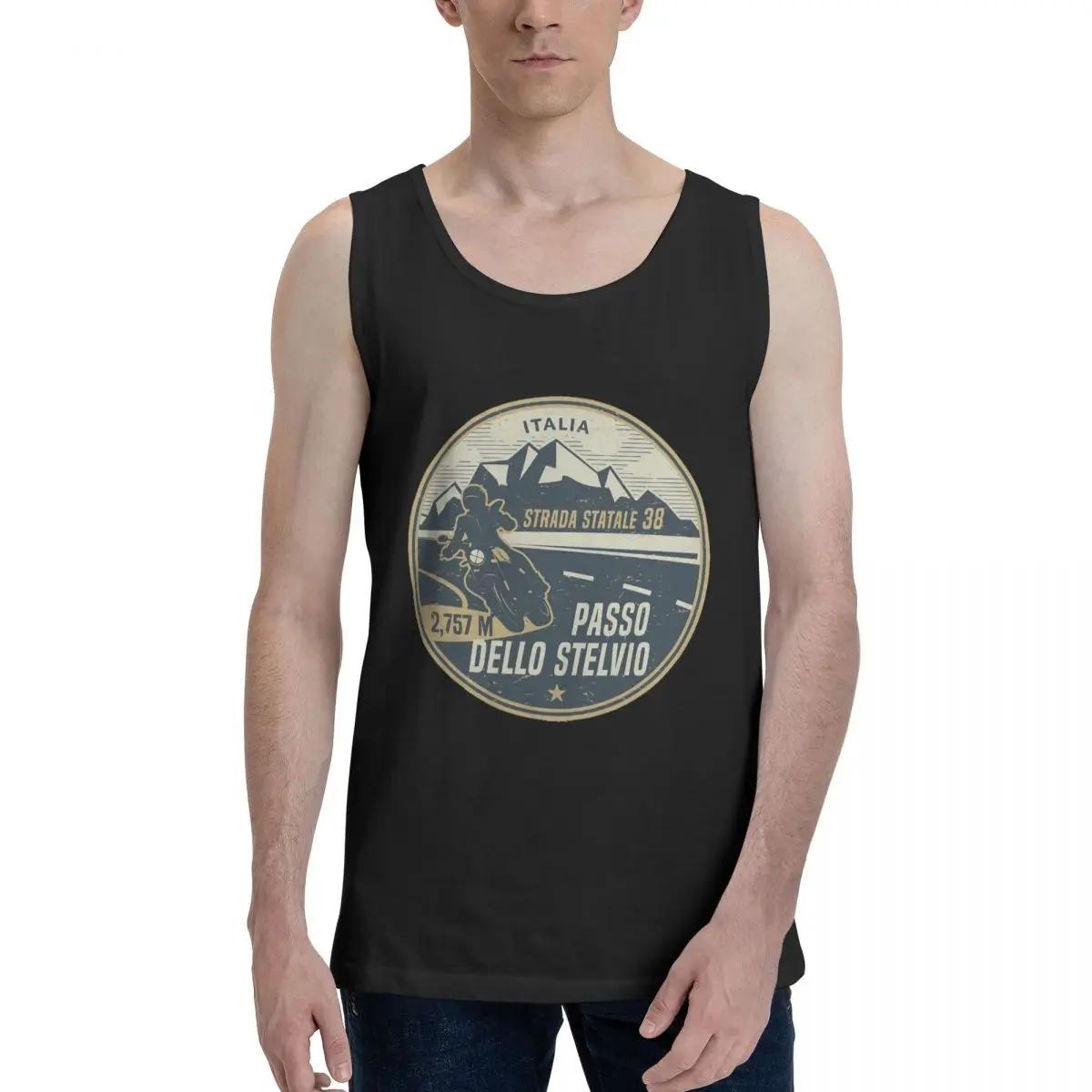 Stelvio Pass, Italy 100% Cotton Men's Sweatshirt Vest Sleeveless Clothing Tees Men Tank Tops T-shirt