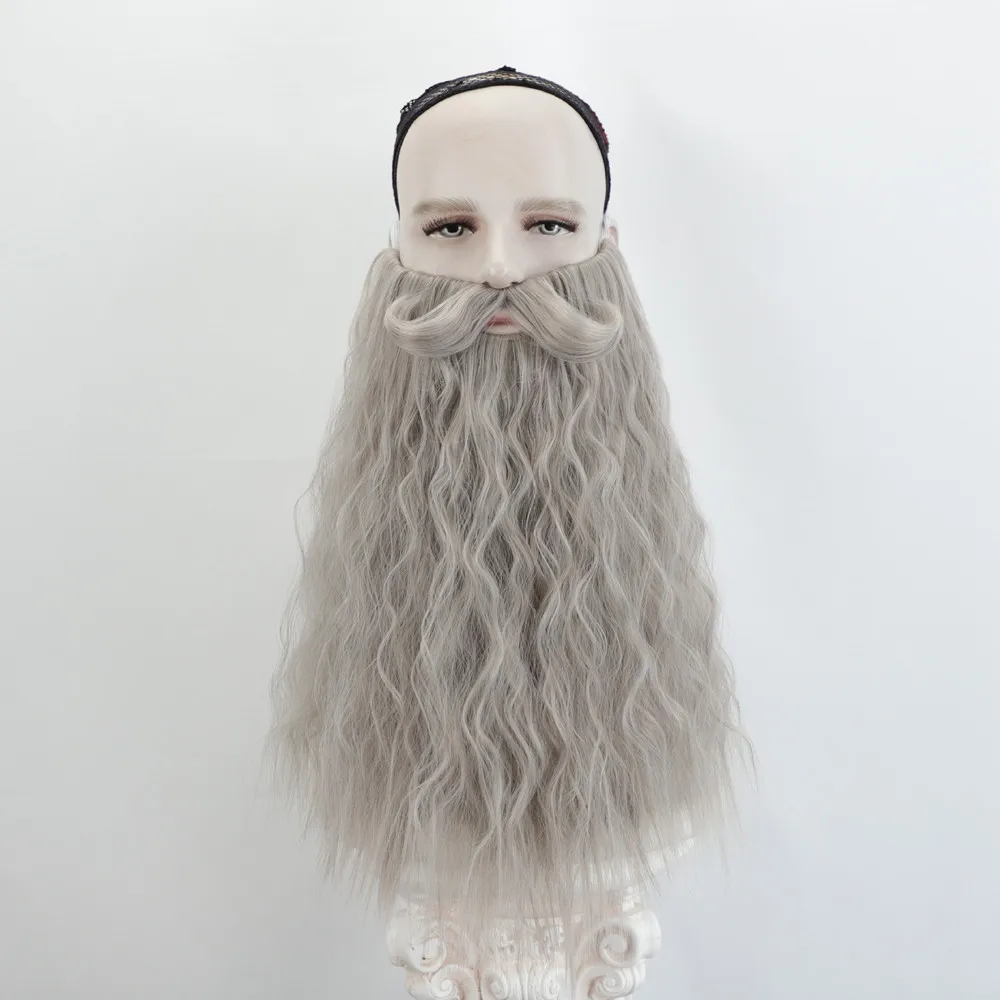 Weißer, brauner, orangefarbener, schwarzer, grauer Weihnachtsmann-Bart für Cosplay, verstellbarer Kunstbart mit Schnurrbart, Weihnachtsparty-Accessoire – Detail 8