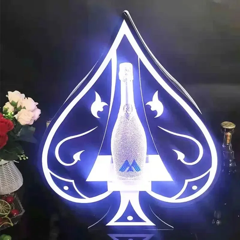 

Presentatore di bottiglie di vino ricaricabile eggiante vino Champagne Glorifier verde rosso luce Laser VIP espositore per b