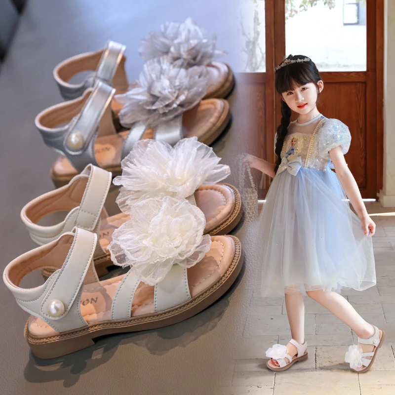 

Children's Sandals 2025 Summer New Fashion Flower Girl's Princess Sandals Soft Bottom Anti Slip Baby Kid's Casual Beach Shoes