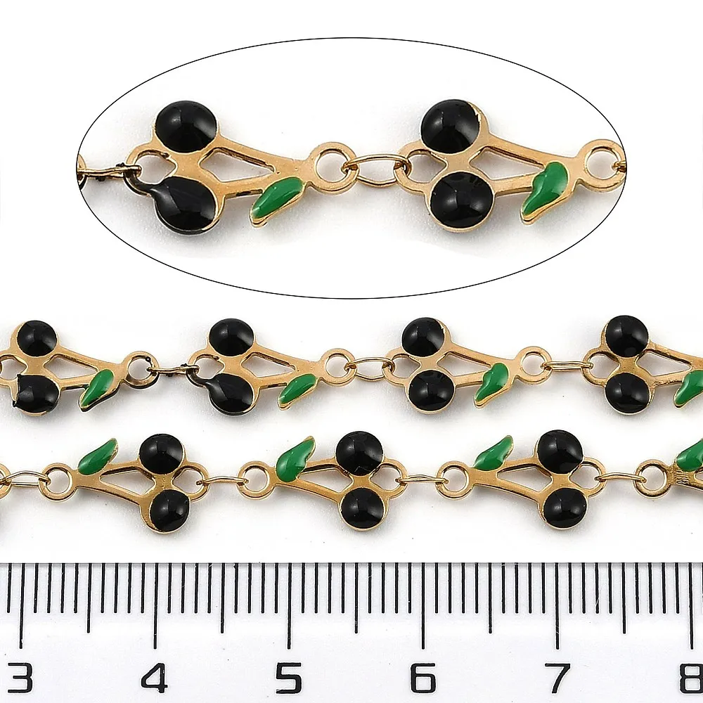 PandaHall 5m/Rolle IP 304 Edelstahl Emaille Kirschblüten-Charm-Kette, gelötet mit Spule für Halsketten- und Armbandherstellung – Detail 10