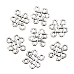 30pcs Charms Chinese Knot Connector 17x14mm Antique Silver Color Plated Pendants Making DIY Handmade Tibetan Finding Jewelry