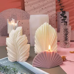 DIY Silicone Candle Mold Leaf Scented Candle Making Resin Molds Geometric Large Scallop Candle Soap Plaster Wax Mold Home Decor
