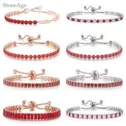 Chic Red Zircon Short Tennis Bracelet for Women Men Dazzling Crystal Adjustable Chain on Hand Fashion Jewelry Dropship Wholesale