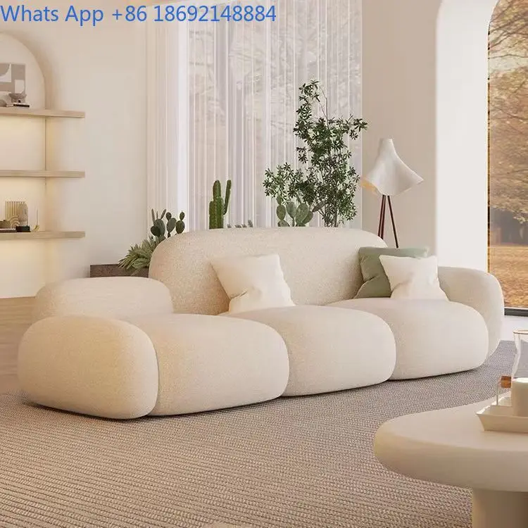 Living room simple modern cream style rental house fabric sofa straight row light luxury bedroom cloud sofa