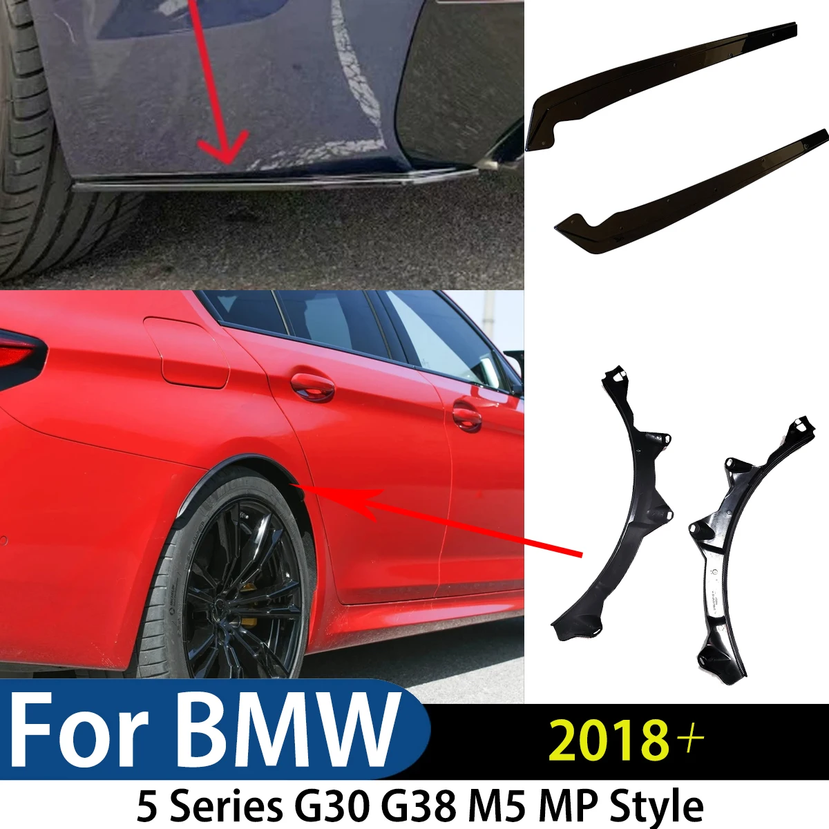 

For BMW 5 Series G30 G38 520i 530i M5 2018+ MP Style Rear Wheel Arch Trim Fender Mudguards Body Kit Tuning Modification Exterior