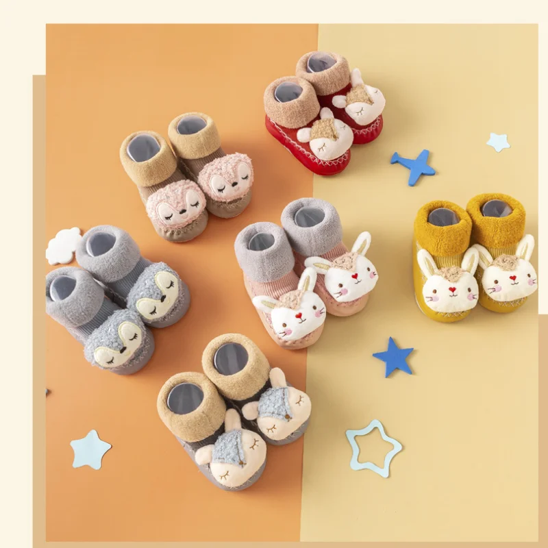 

Thickened terry children's floor socks soft bottom baby socks warm non-slip toddler shoes cute cartoon baby floor shoes