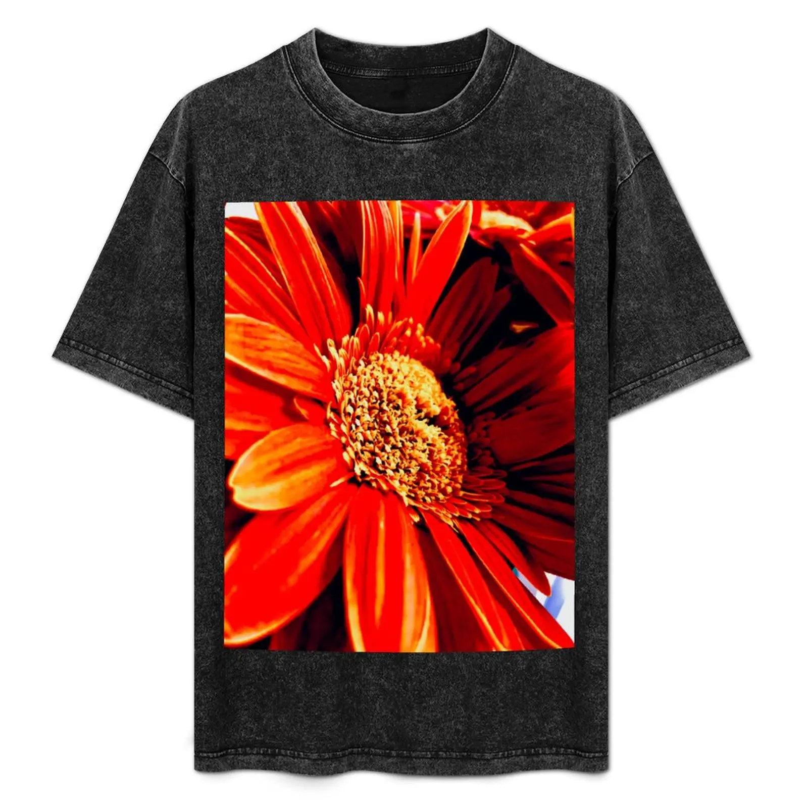 

Orange Gerbera T-Shirt Vintage Print Crew Neck Tee