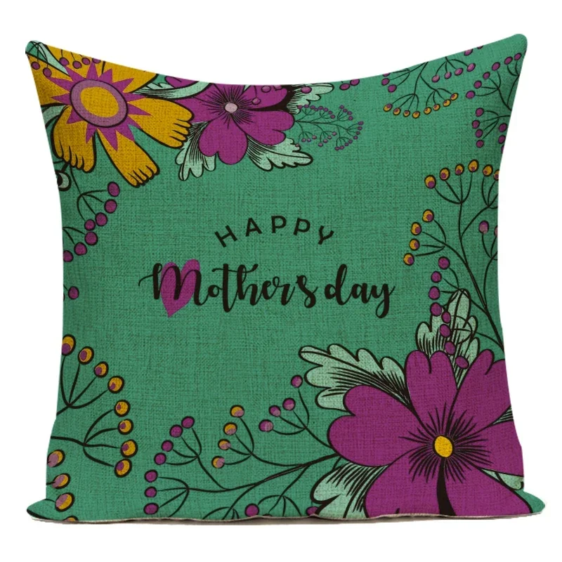 Happy Mother's Day Pillowcase Letter Flowers Home Decoration Throw Pillow Cover Sofa Seat Cushion Cover Best Mother Gifts
