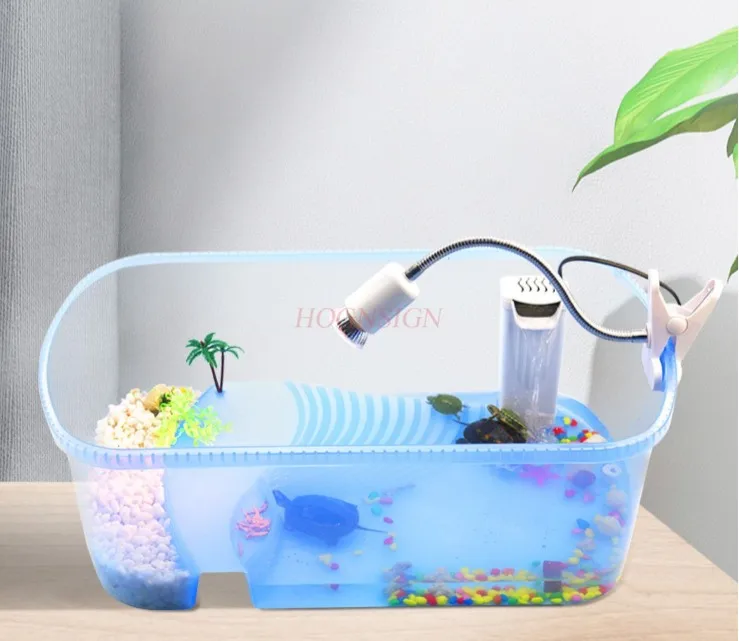 Carro armato per tartarughe in plastica con tavolo prendisole, carro armato per animali domestici, scatola per tartarughe brasiliana, gabbia per tartarughe e bacino per allevamento