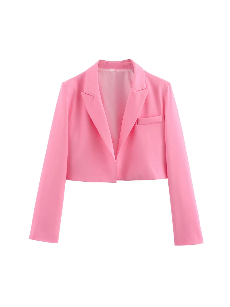 European and American Style 2025 Spring and Autumn New Women's Clothing Wrinkle Effect Double Breasted Suit Jacket Short jacket