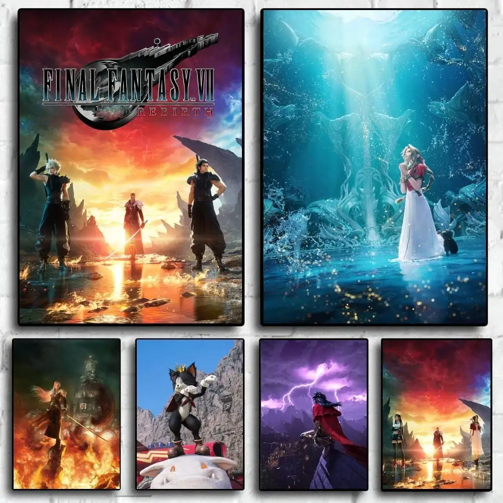 GAME Final F-Fantasy VII R-Rebirth Exquisite and stylish themed posters sticker, suitable for decorating living rooms and cafes.