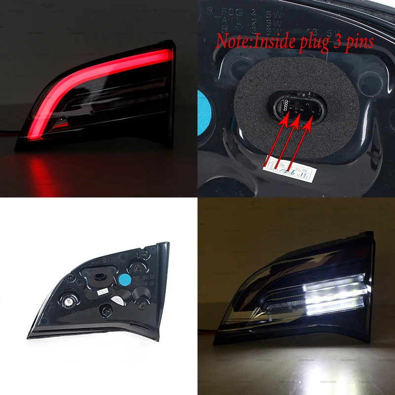 LED Bumper Tail Light Inside Outside For Tesla Model 3 2017-2021 Asian And European Version For Car 1502088-00-B 1077398-00-F