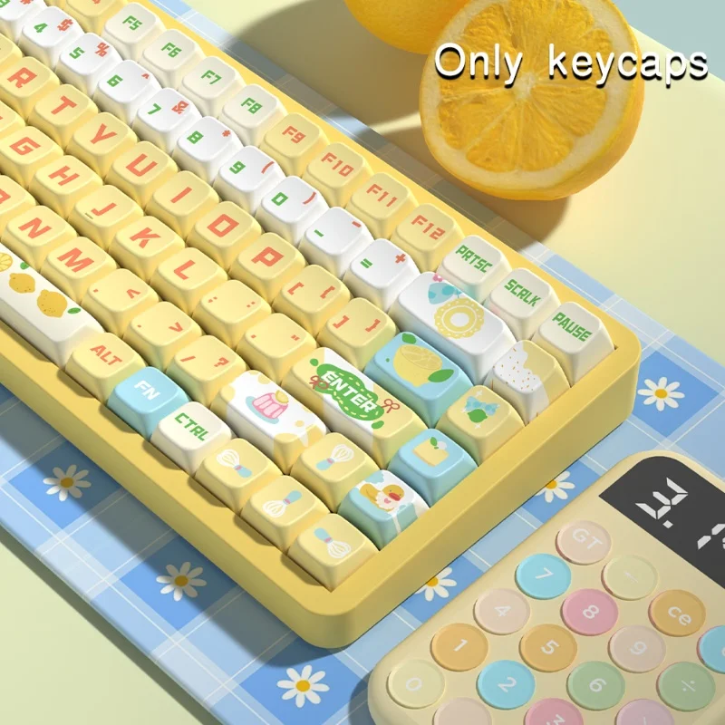 Sea Salt Lemon Cheese Theme Mechanical Gamer Keyboard Cap 158key Highly Personalized Customized Pbt Thermal Sublimation Keycaps