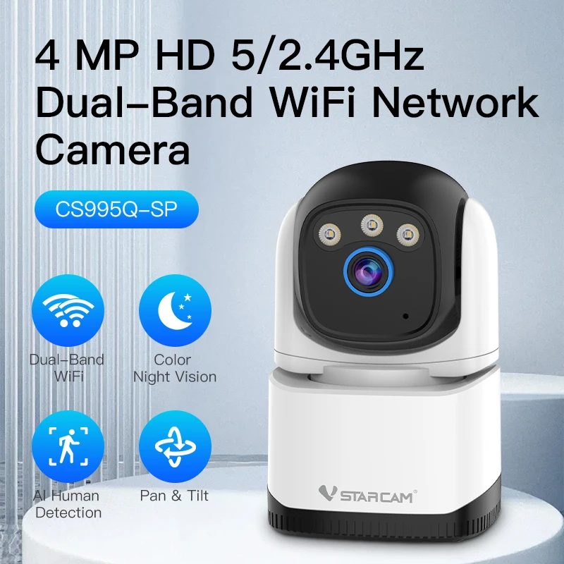 

Vstarcam CS995Q-SP 4MP 1440P O-Kam APP Полноцветная беспроводная PTZ IP-купольная камера AI Обнаружение гуманоидов Монитор видеонаблюдения для домашней безопасности