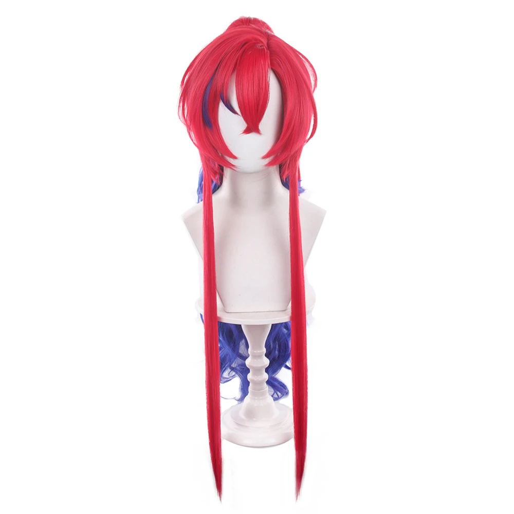 Arknights Cosplay wig 75cm  Red Blue High Ponytail   Heat Resistant hair wig Halloween party Christmas role play wig