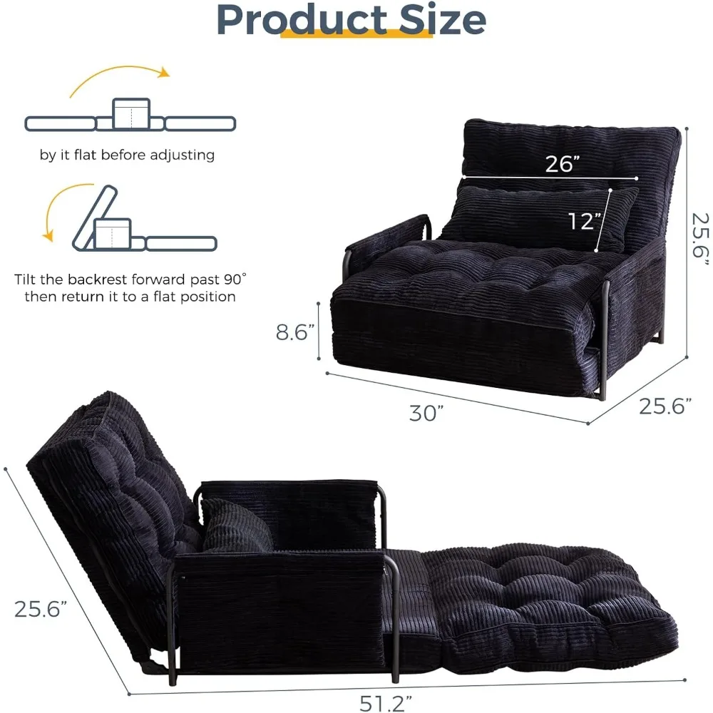 Multi-Functional Foldable Bean Bag Sofa Bed with Adjustable Positions and Pillows