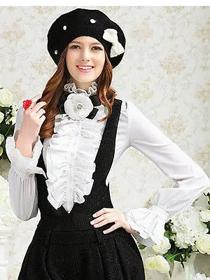 High Ne Ruffled da donna irt Street Sle Slim Fit Long Sve Bell Sve Chiusura con bottoni in puro colore Casual Faion