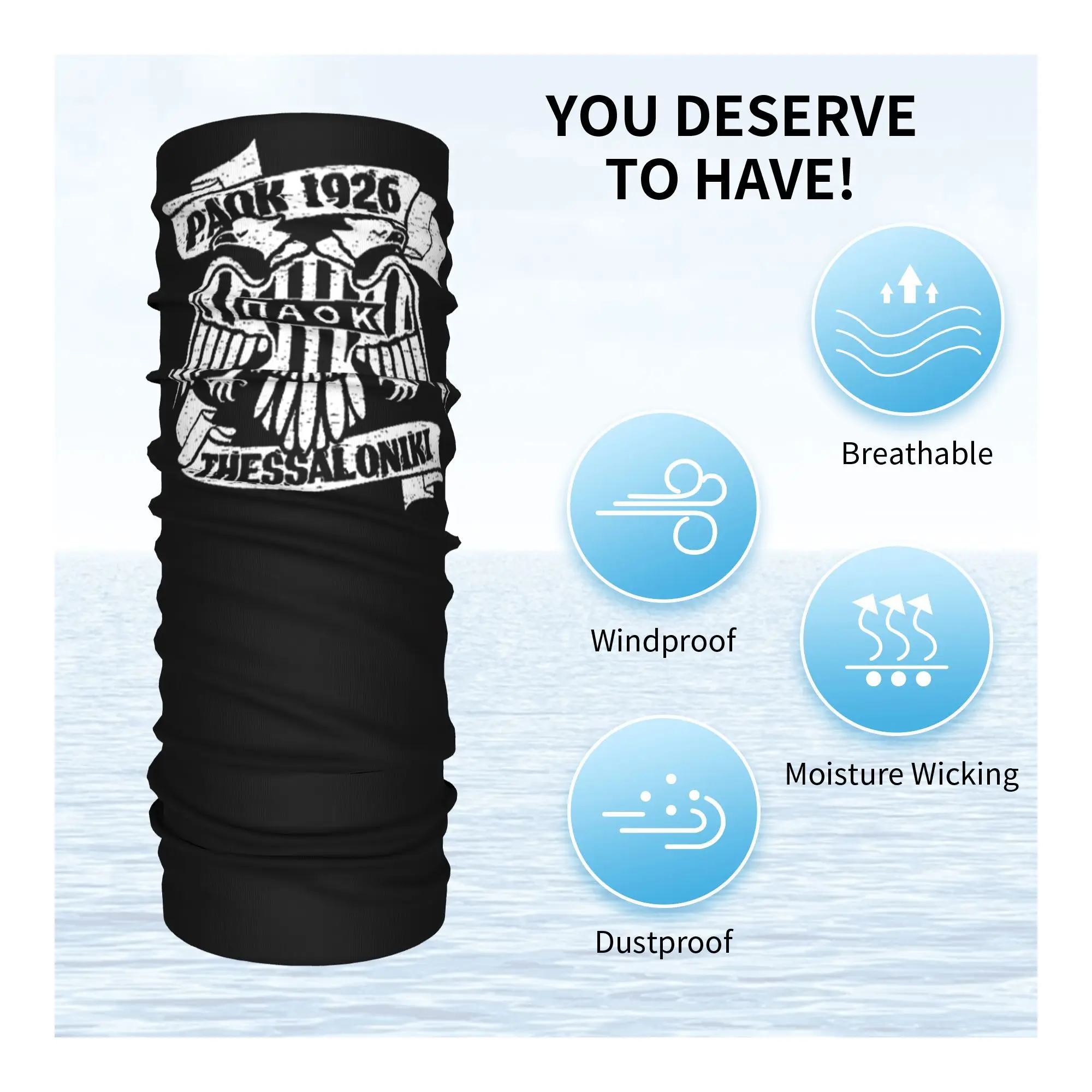 Paok Thessaloniki Ultras المشاغبين باندانا غطاء الرقبة المطبوعة التفاف وشاح متعدد الوظائف بالاكلافا التنزه الصيد للرجال والنساء