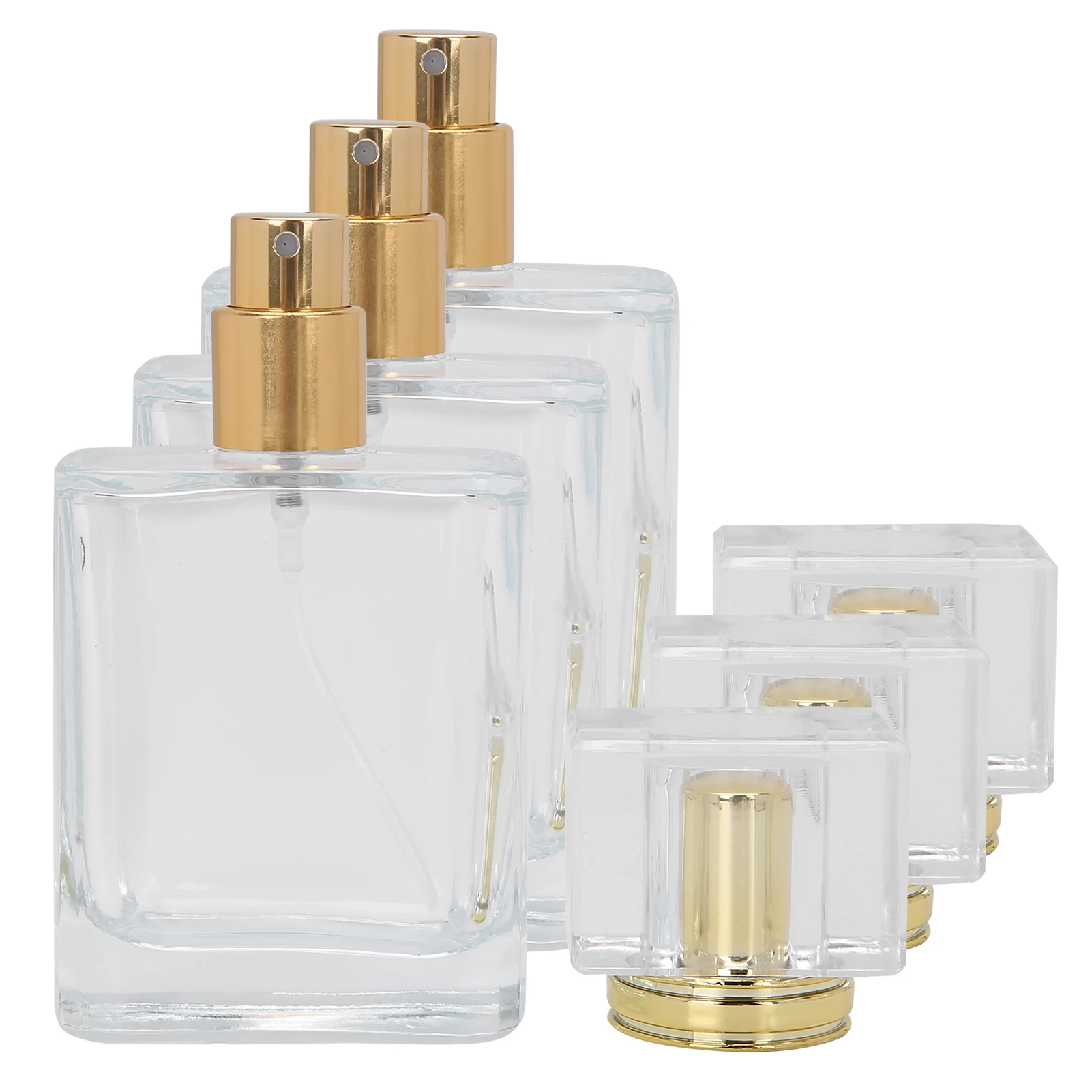 50ml Refillable Perfume Bottle Glass Spray Transparent Liquid Empty Atomizer ContainerGold