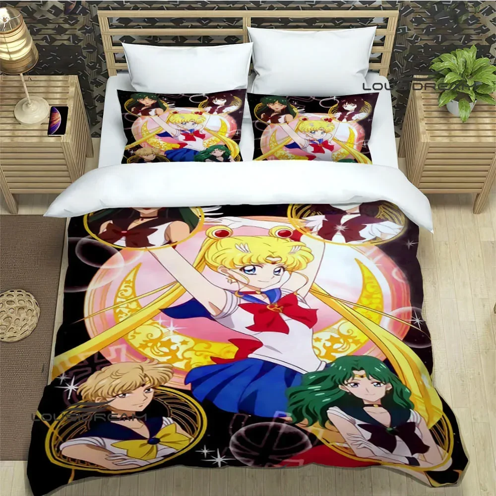 Cartoon S-Sailor-M-Moon Bedding Sets exquisite bed supplies set duvet cover bed comforter set bedding set luxury birthday gift