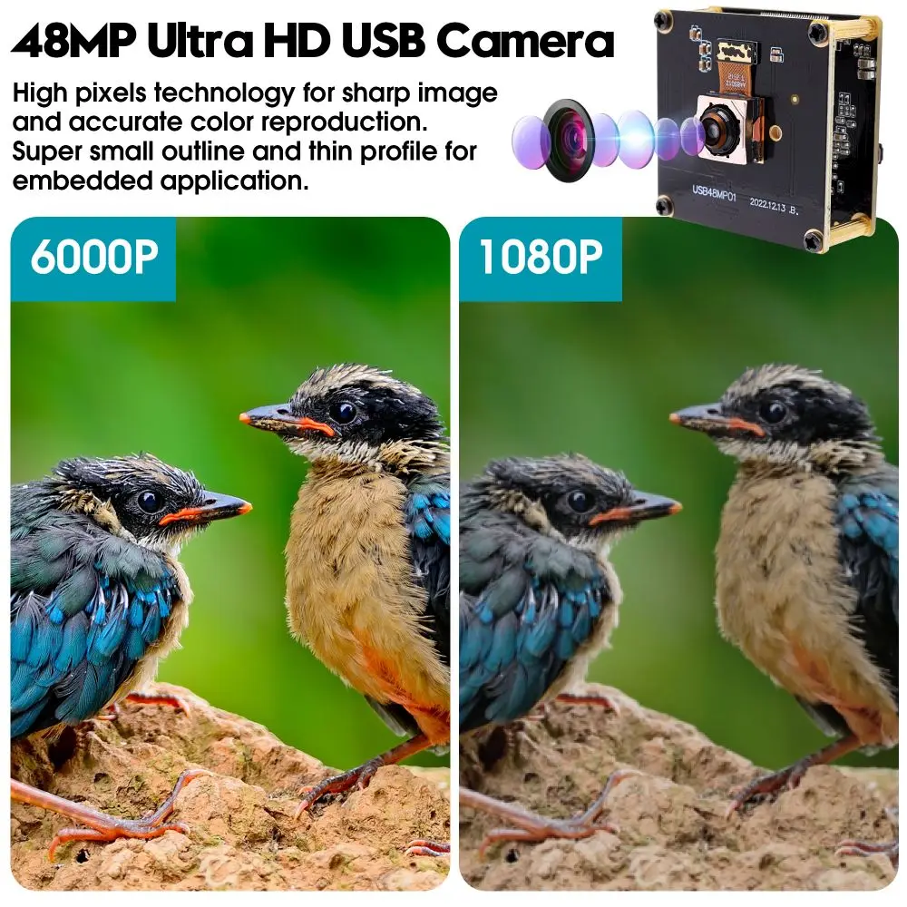 48MP Autofocus USB Camera Module 8000x6000 High Definition Ultra HD Mini Camera for Industrial Zone,Passport ID Card Scaning