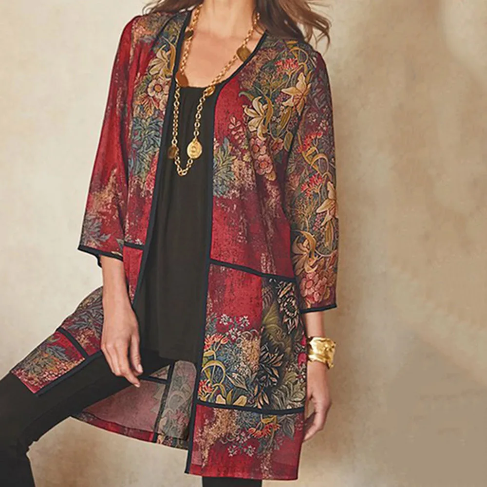 

Women's Comfortable UV Protection Long Sleeve Printed Casual Outerwear Seven-Quarter Length Fashionable Sunscreen Clothing
