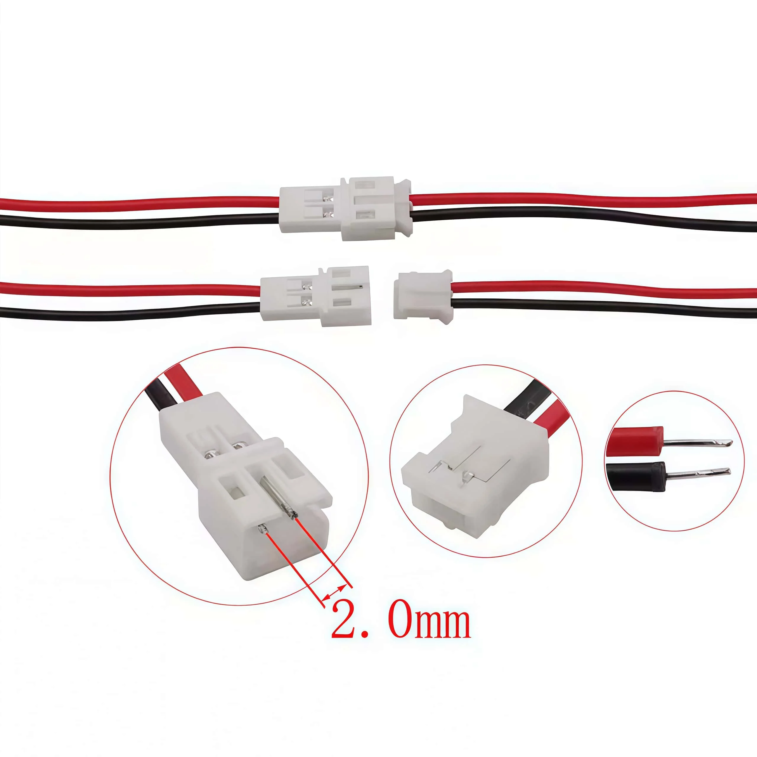 JST PH 2.0mm Pitch 2 Pin 10CM Male Female Cable Connector Micro PH 2.0 2P Plug Jack Socket Terminal Wire Cables Connectors 26AWG