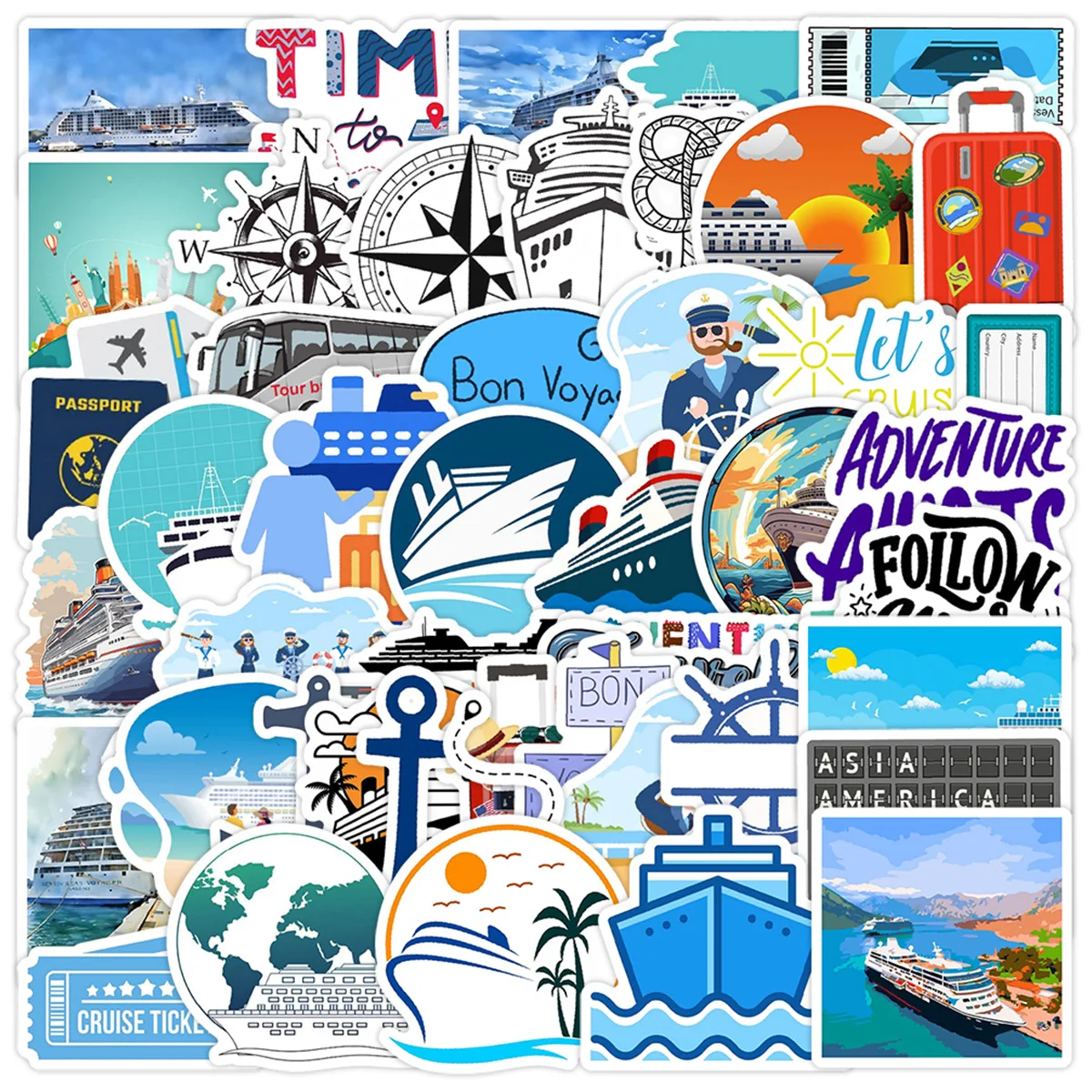 50 Uds. Pegatinas divertidas de dibujos animados de navegación Bule Graffiti crucero decoración de vacaciones DIY juguetes portátil guitarra bicicleta monopatín calcomanías